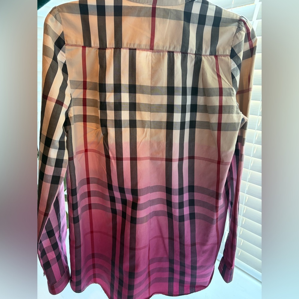 Burberry Beige and Red Plaid Shirt